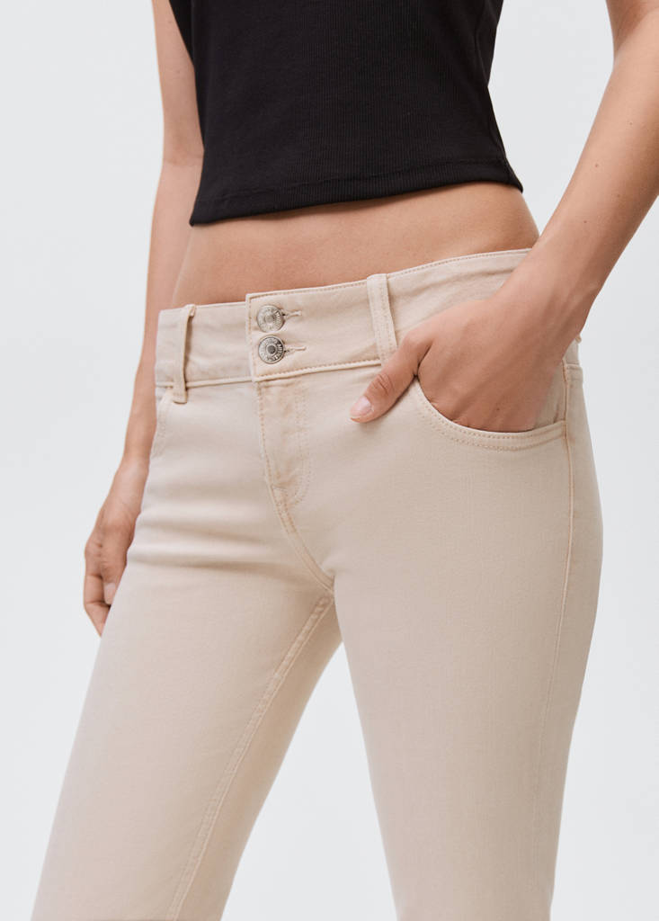 Low-waist flared jeans — Beige