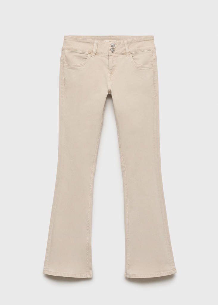 Low-waist flared jeans — Beige