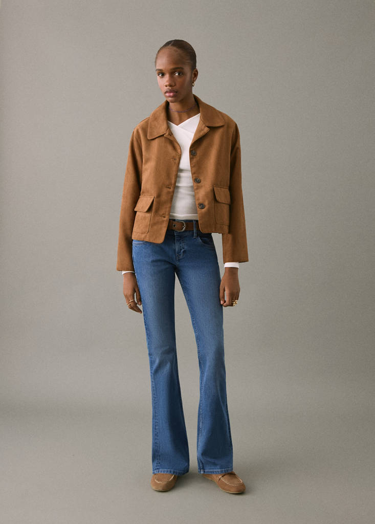 Low-waist flared jeans — Medium Blue