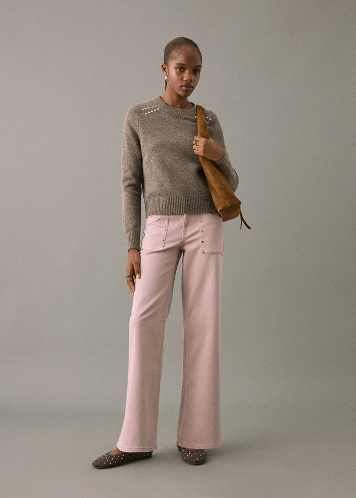 Studded culotte jeans — Pastel Pink
