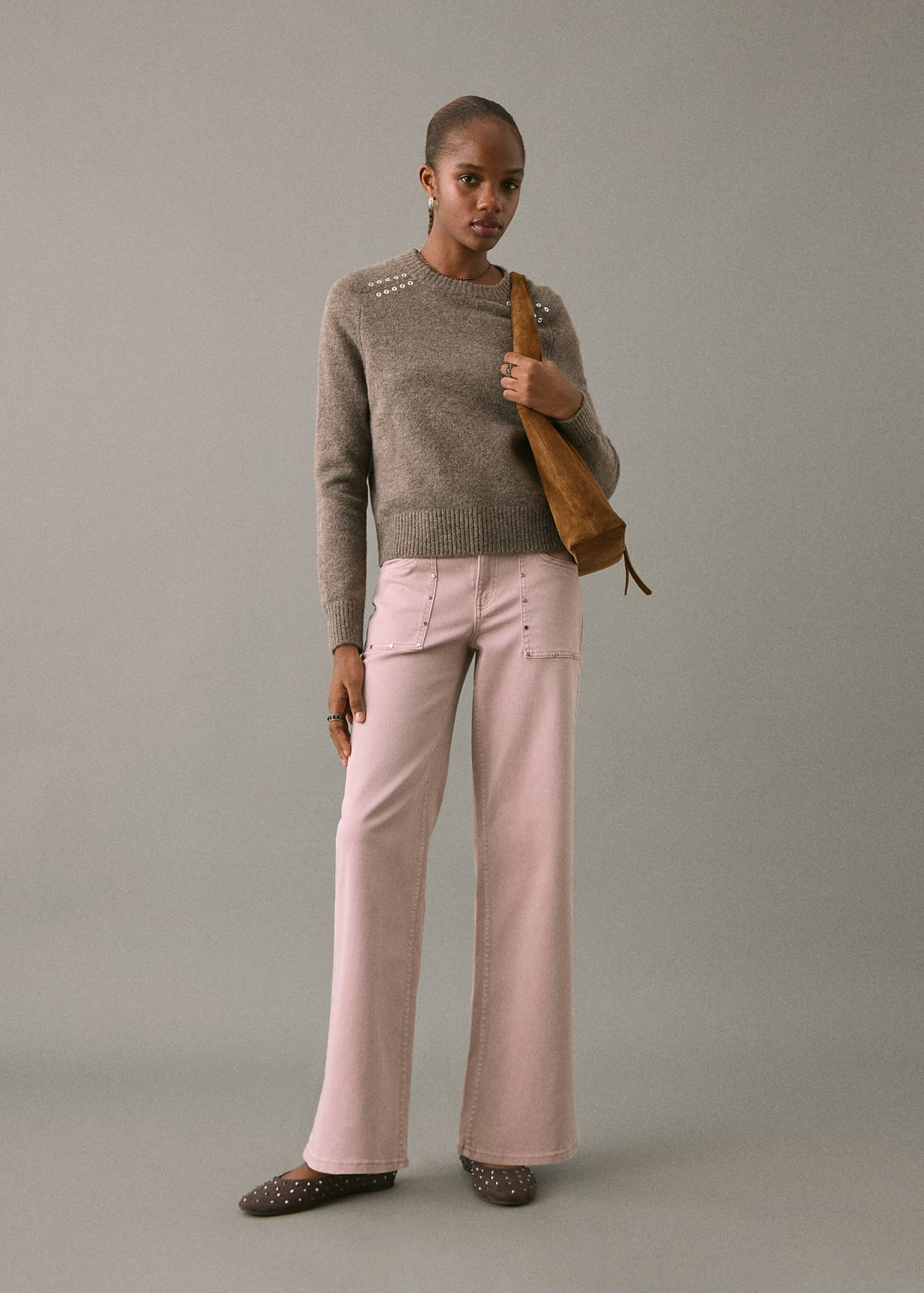 Studded culotte jeans — Pastel Pink