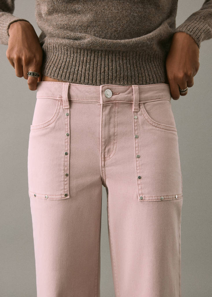 Studded culotte jeans — Pastel Pink