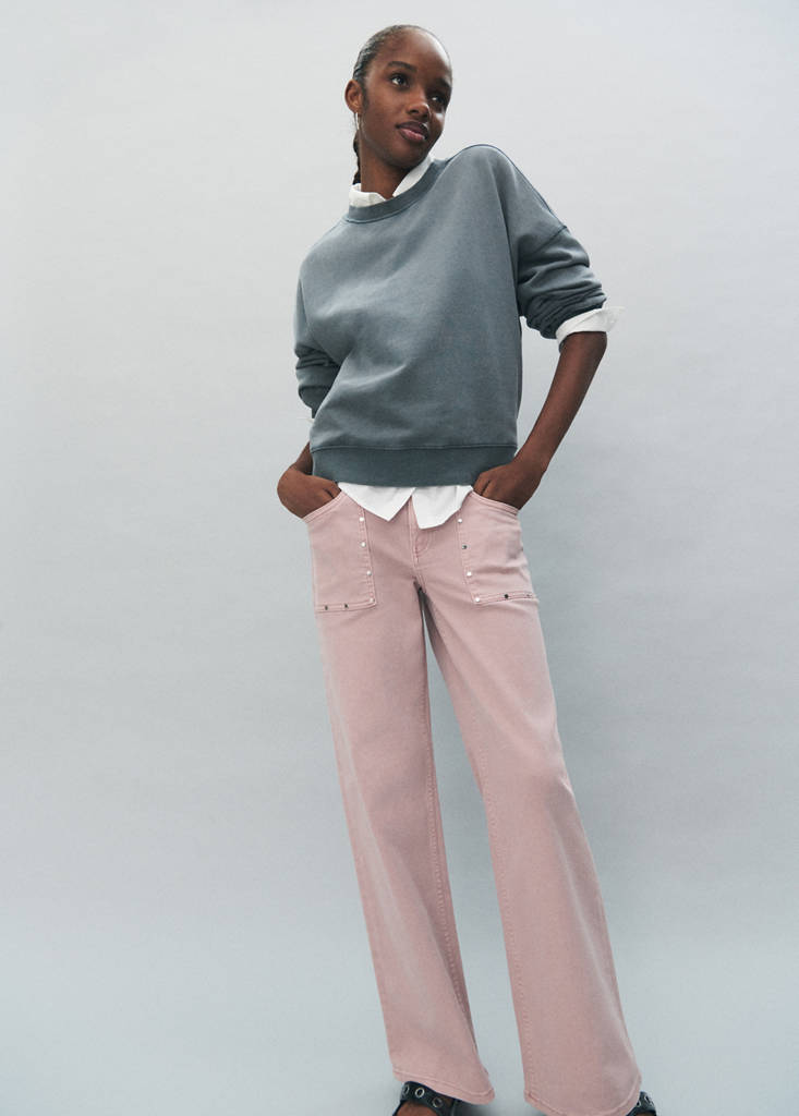Studded culotte jeans — Pastel Pink