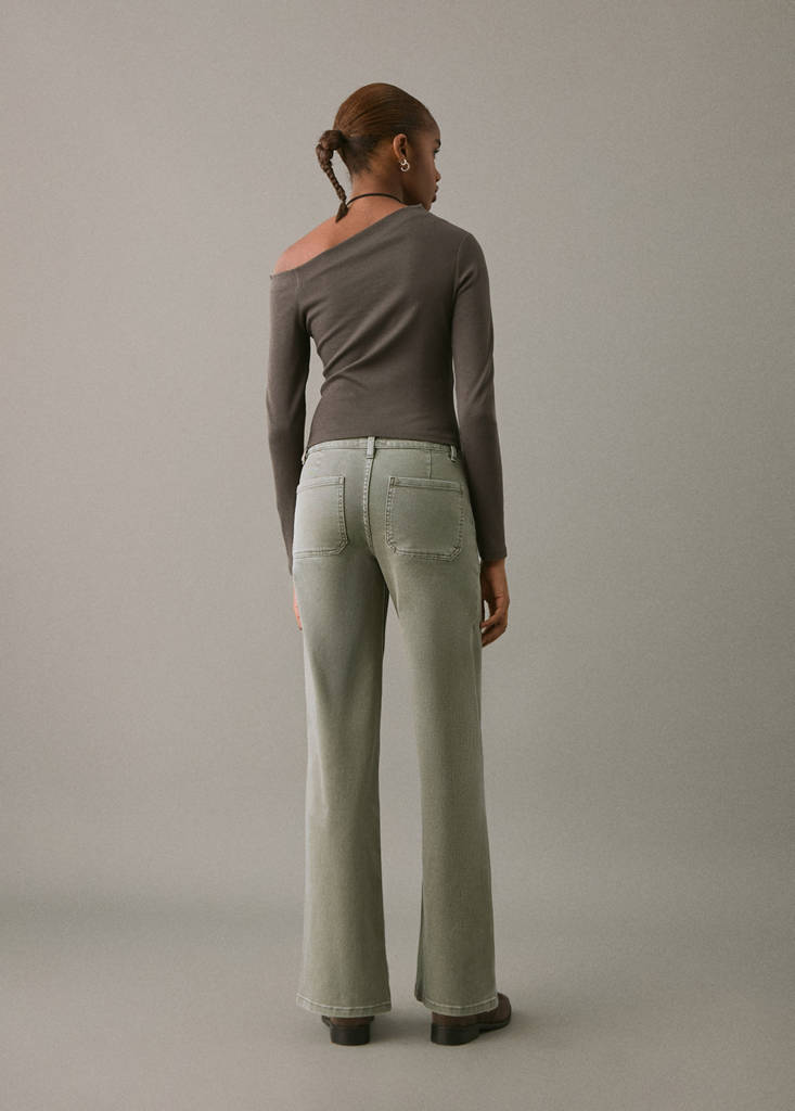 Studded culotte jeans — Pastel Green