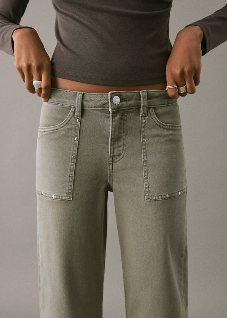 Studded culotte jeans — Pastel Green
