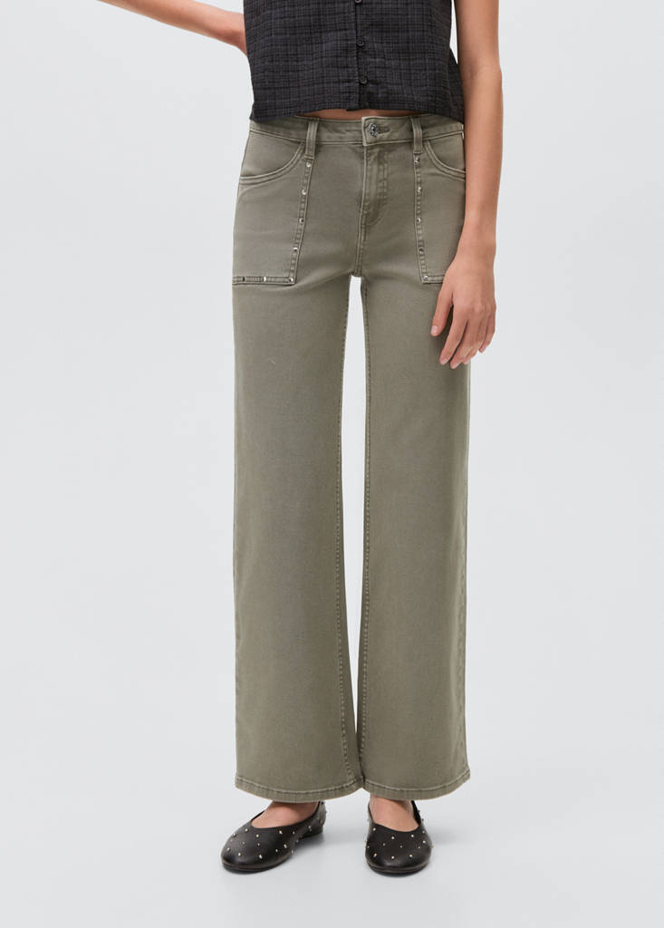 Studded culotte jeans — Pastel Green