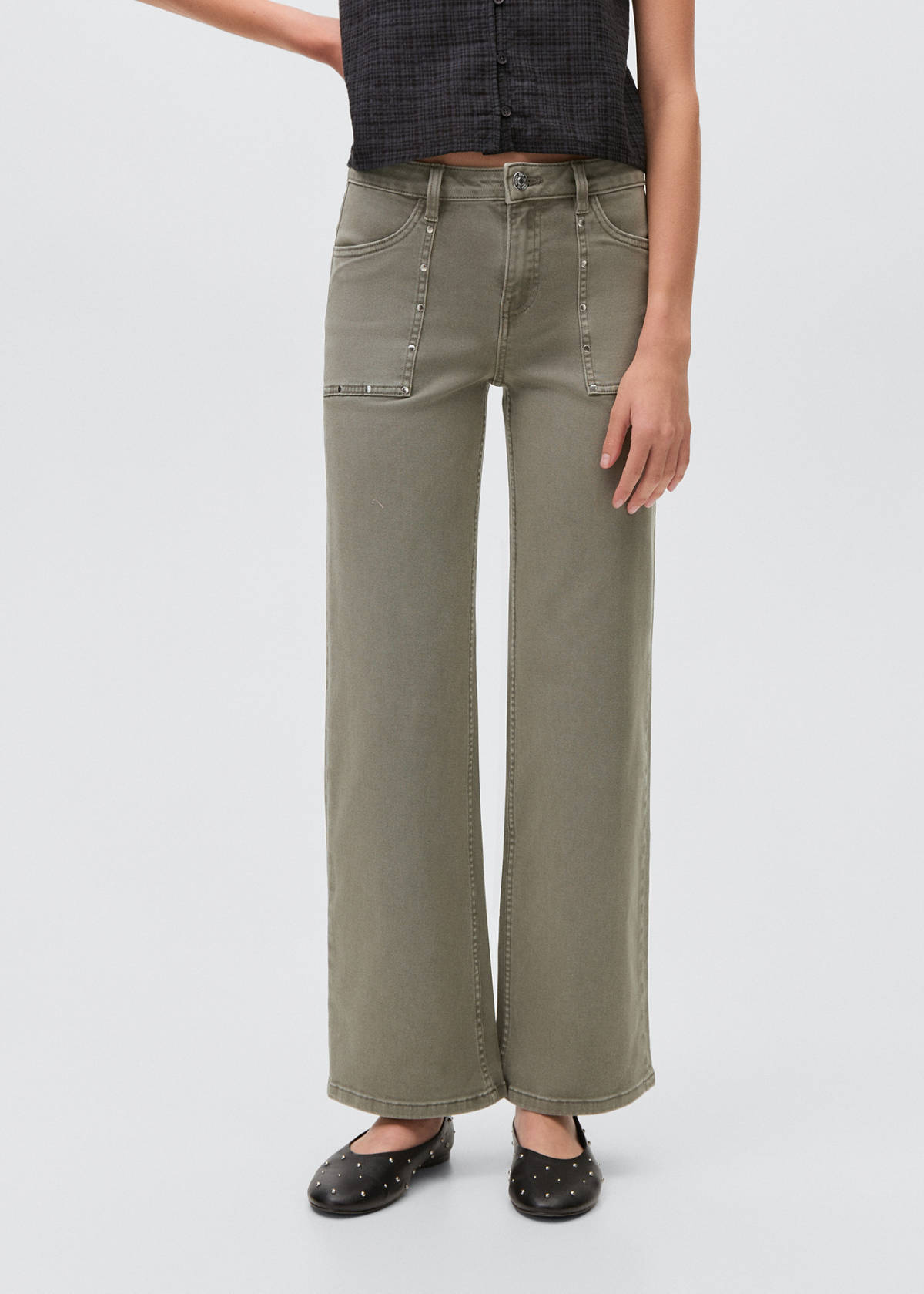 Studded culotte jeans — Pastel Green