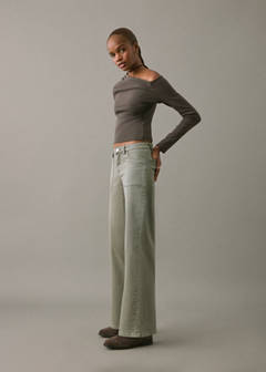 Studded culotte jeans — Pastel Green 5