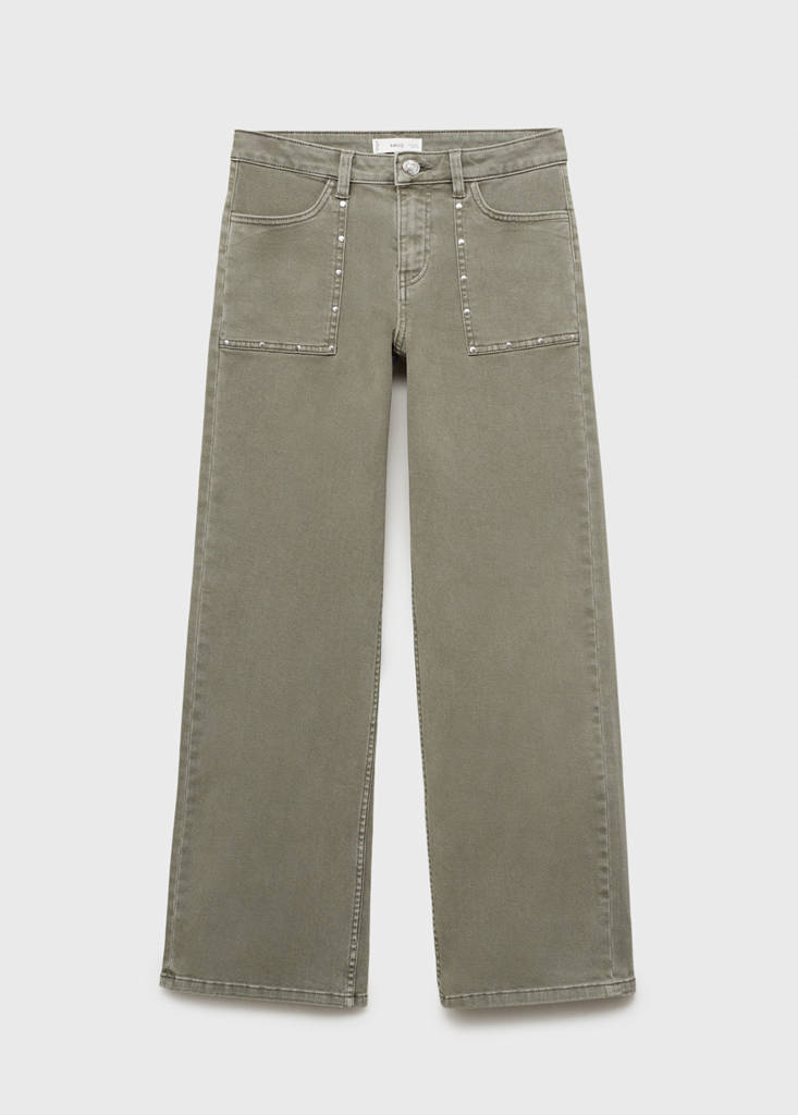 Studded culotte jeans — Pastel Green