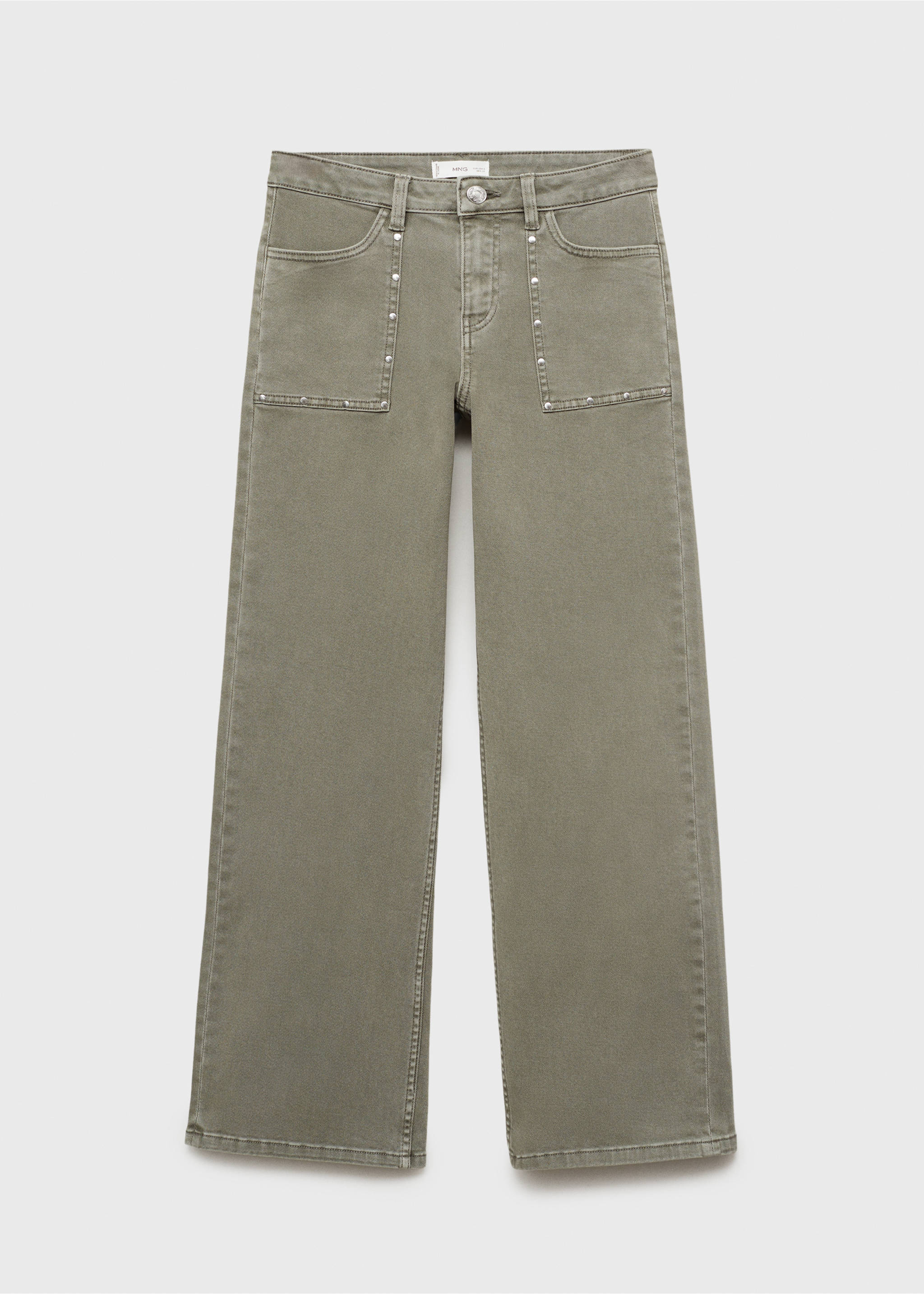 Jean style jupe-culotte clouté - Article sans modèle, Vert pastel. Ref: 17001229-00.