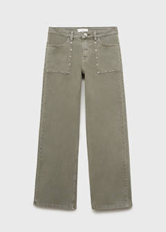Studded culotte jeans — Pastel Green 3