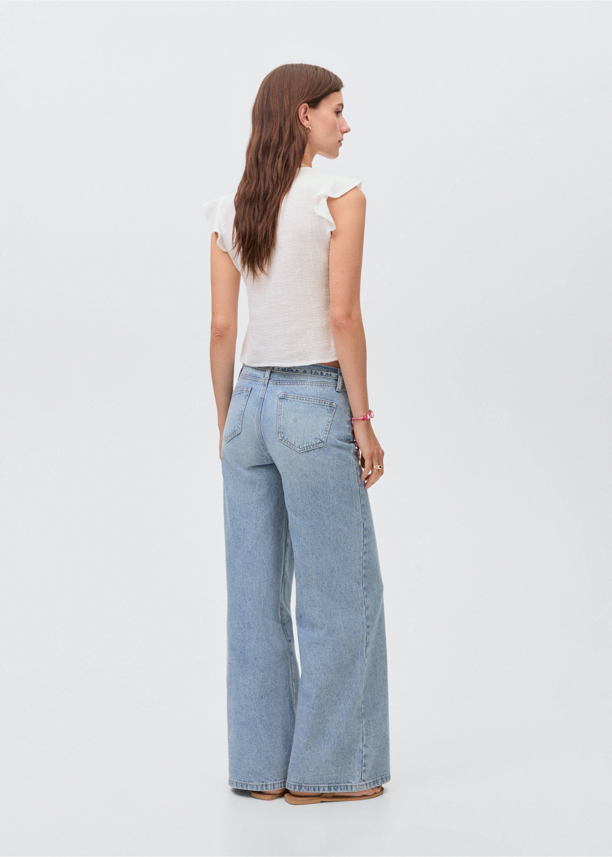 Wide leg jeans with loop - Reverse of the article, Light Blue. Ref: 17001230-00.