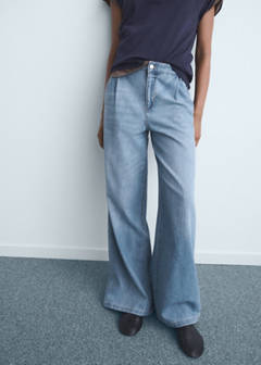 Wide leg pleated jeans — Medium Blue 1