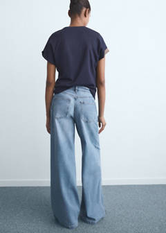 Wide leg pleated jeans — Medium Blue 3