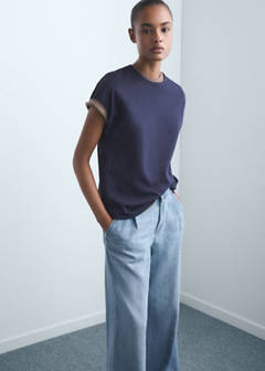 Wide leg pleated jeans — Medium Blue 4