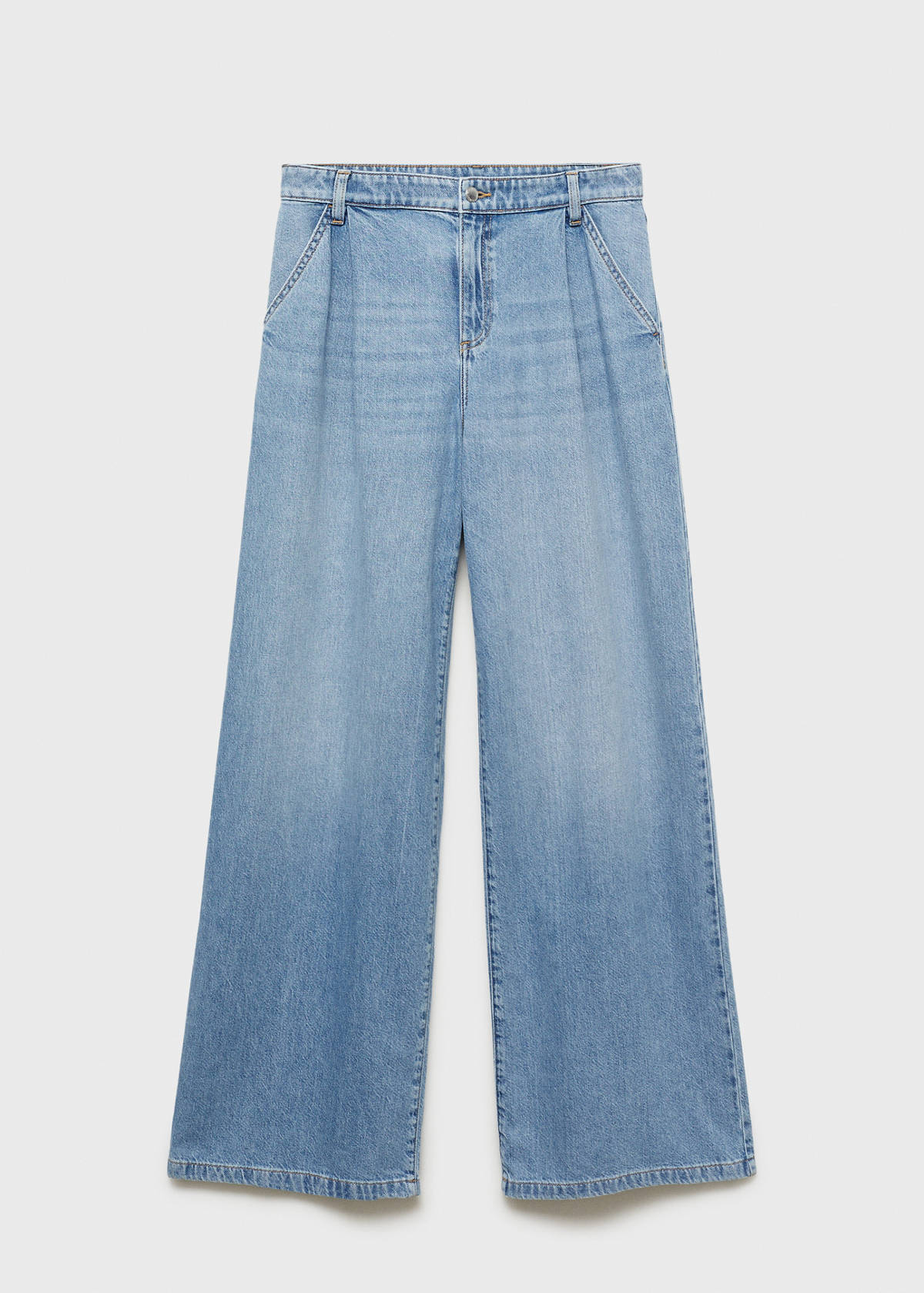 Wide leg pleated jeans — Medium Blue