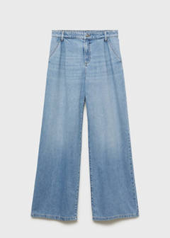 Wide leg pleated jeans — Medium Blue 8