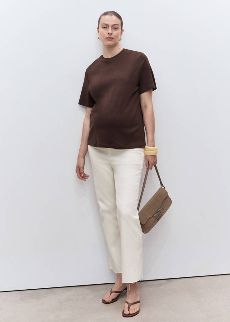 Maternity flared cropped jeans — Off White
