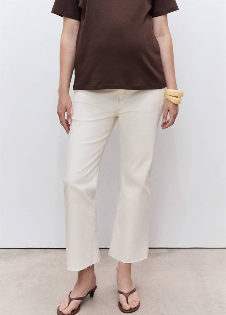 Maternity flared cropped jeans — Off White