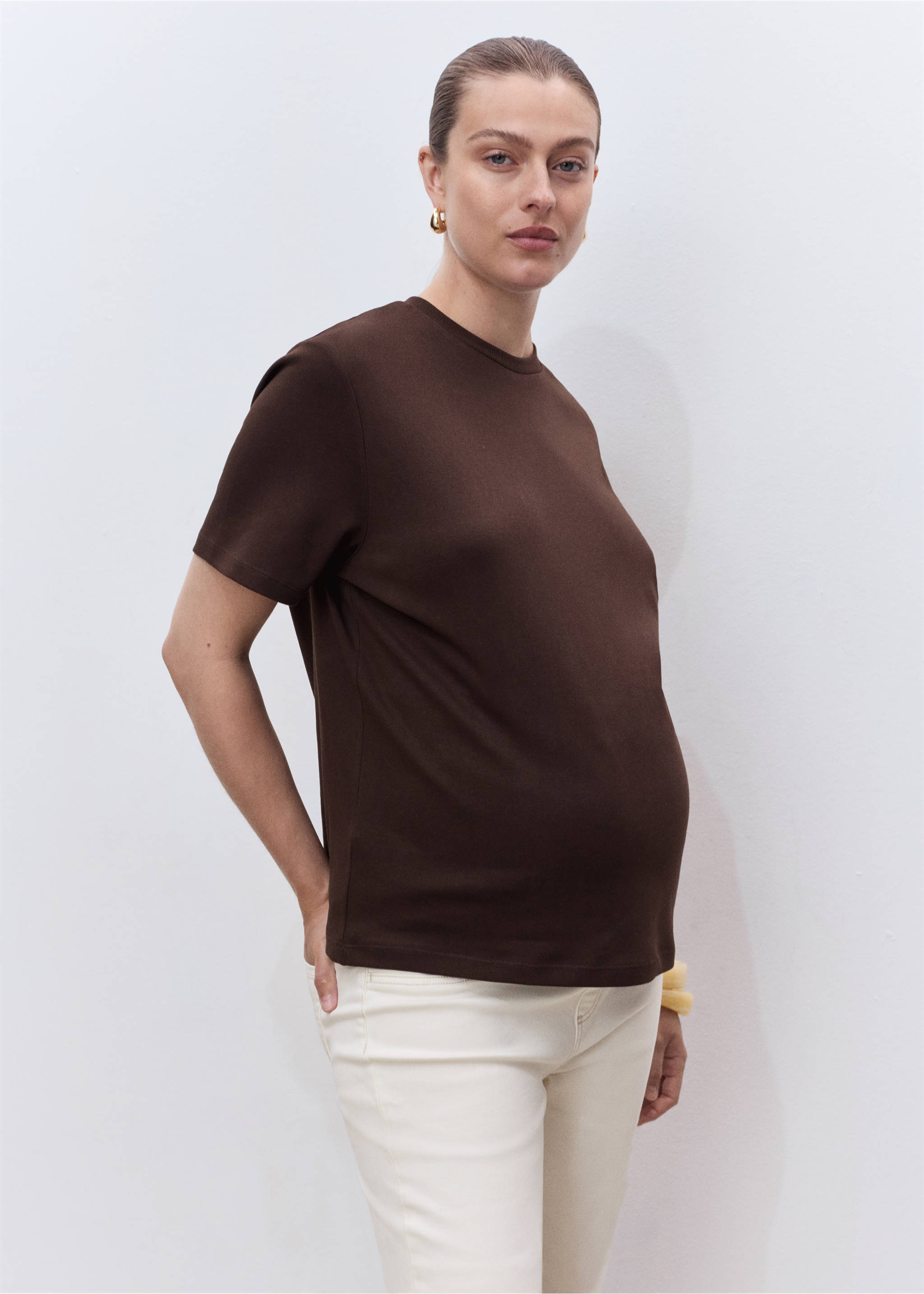 Jean de grossesse flare crop - Détail de l'article 1, Blanc cassé. Ref: 17001234-00.