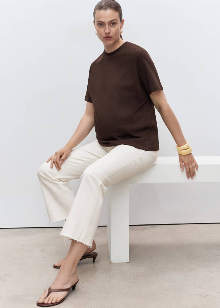 Maternity flared cropped jeans — Off White