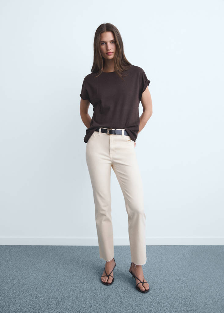 Sienna flared cropped jeans — Ecru
