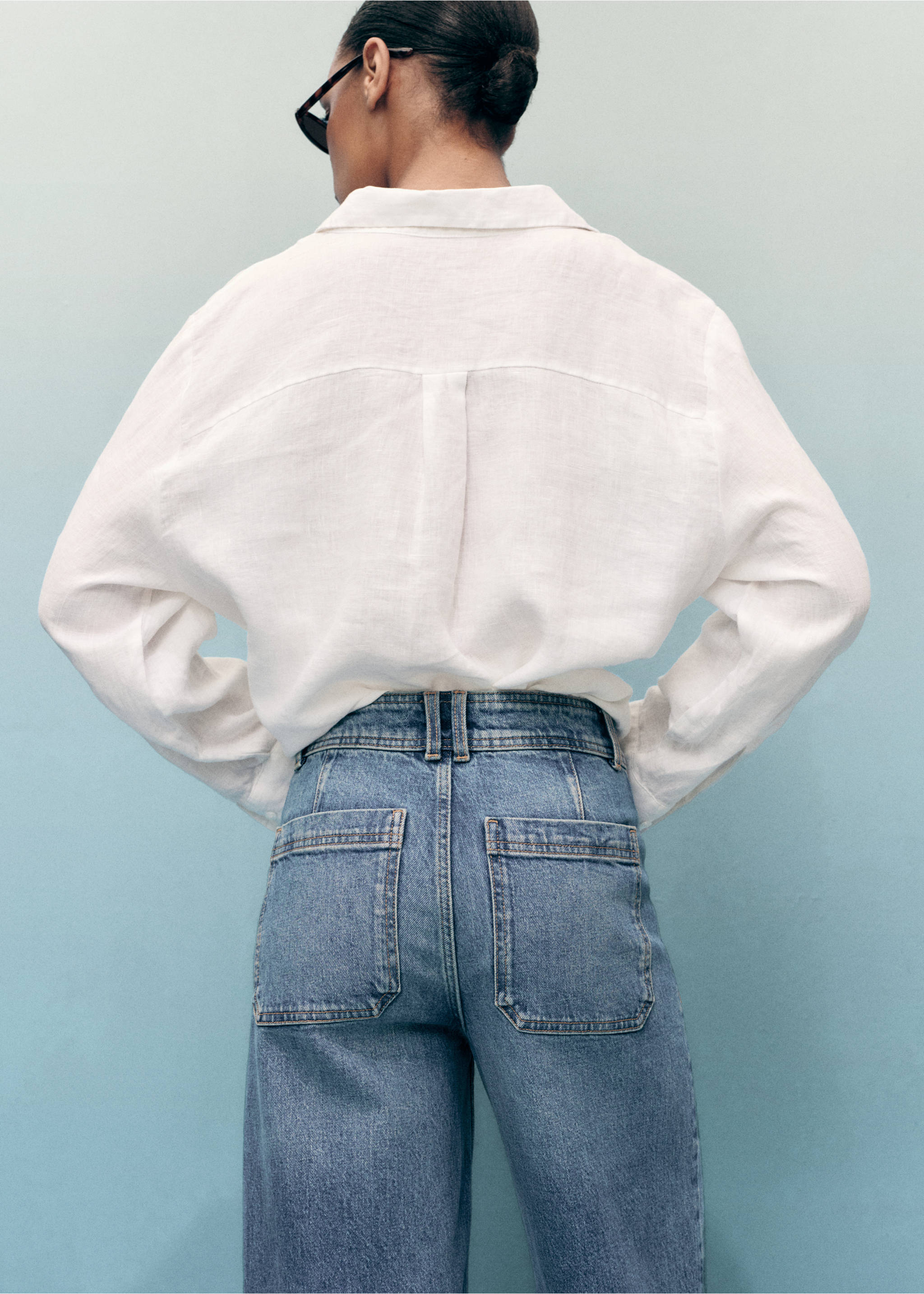 Jean style jupe-culotte Catherin taille haute - Détail de l'article 2, Bleu moyen. Ref: 17001238-00.