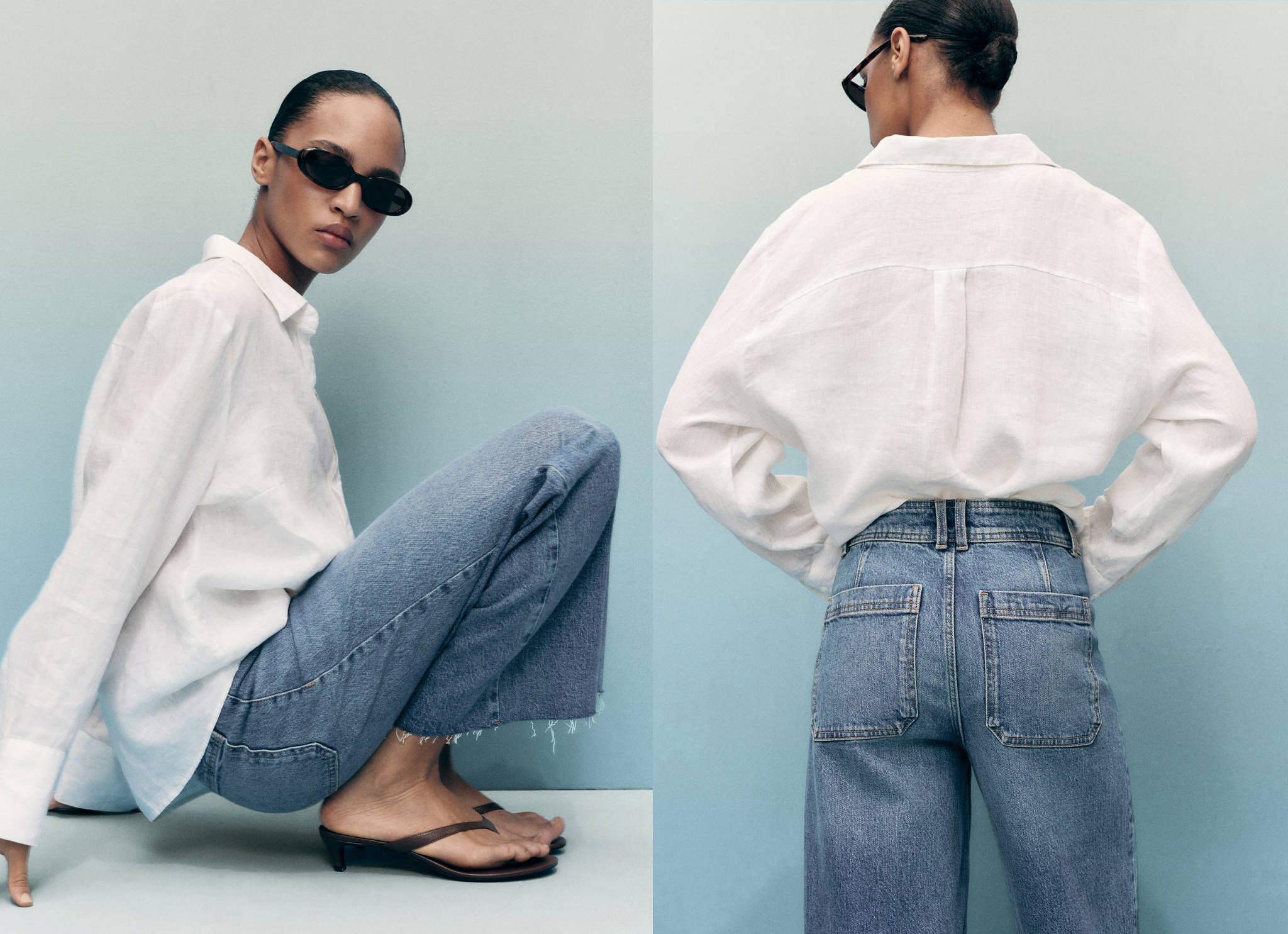 Jean style jupe-culotte Catherin taille haute - Plan panoramique