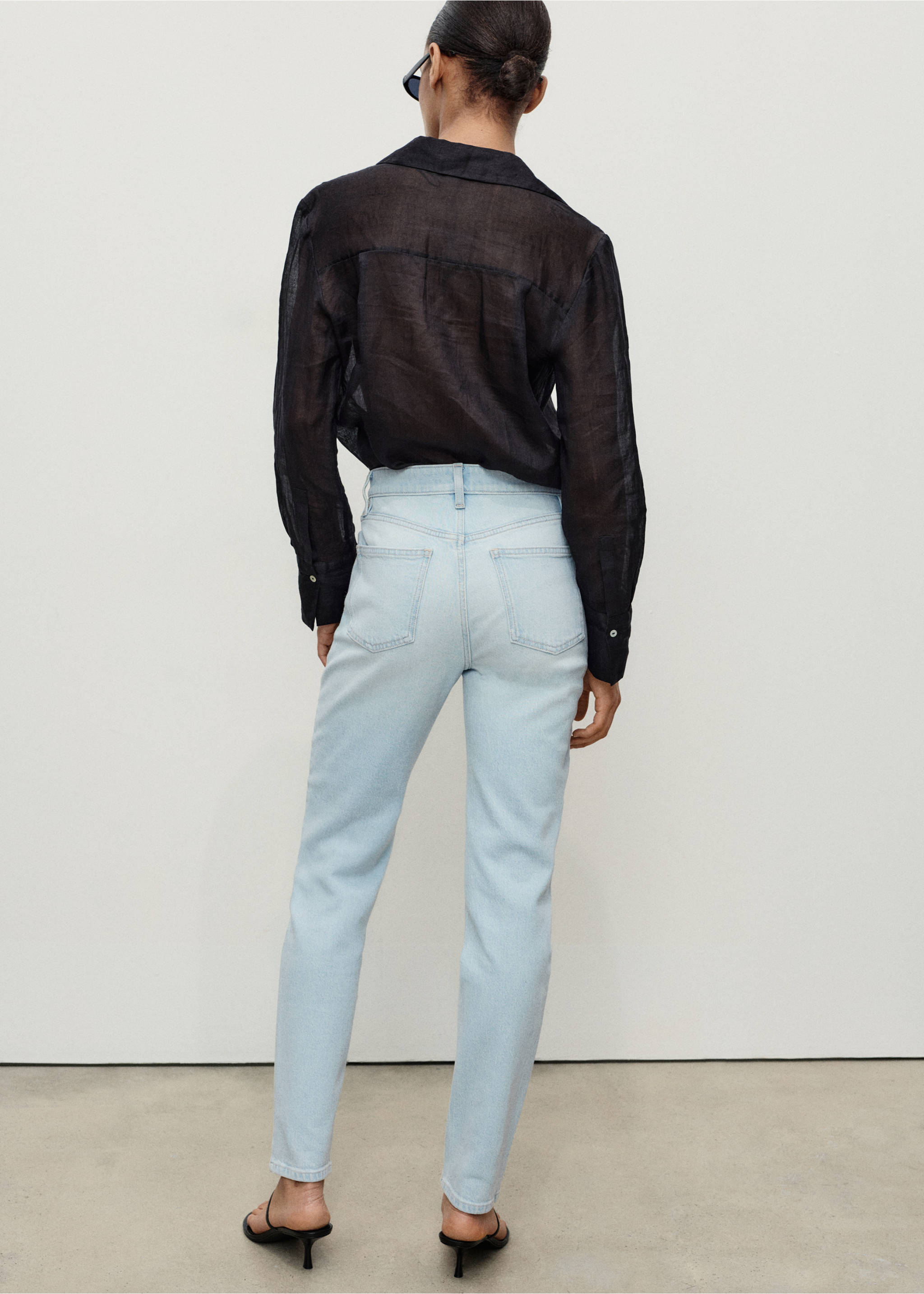 Jean Newmom confort taille haute - Verso de l’article, Bleu clair. Ref: 17001239-00.