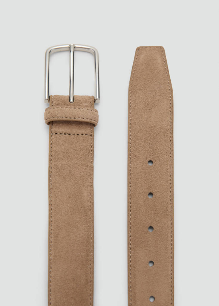 Suede leather belt — Beige