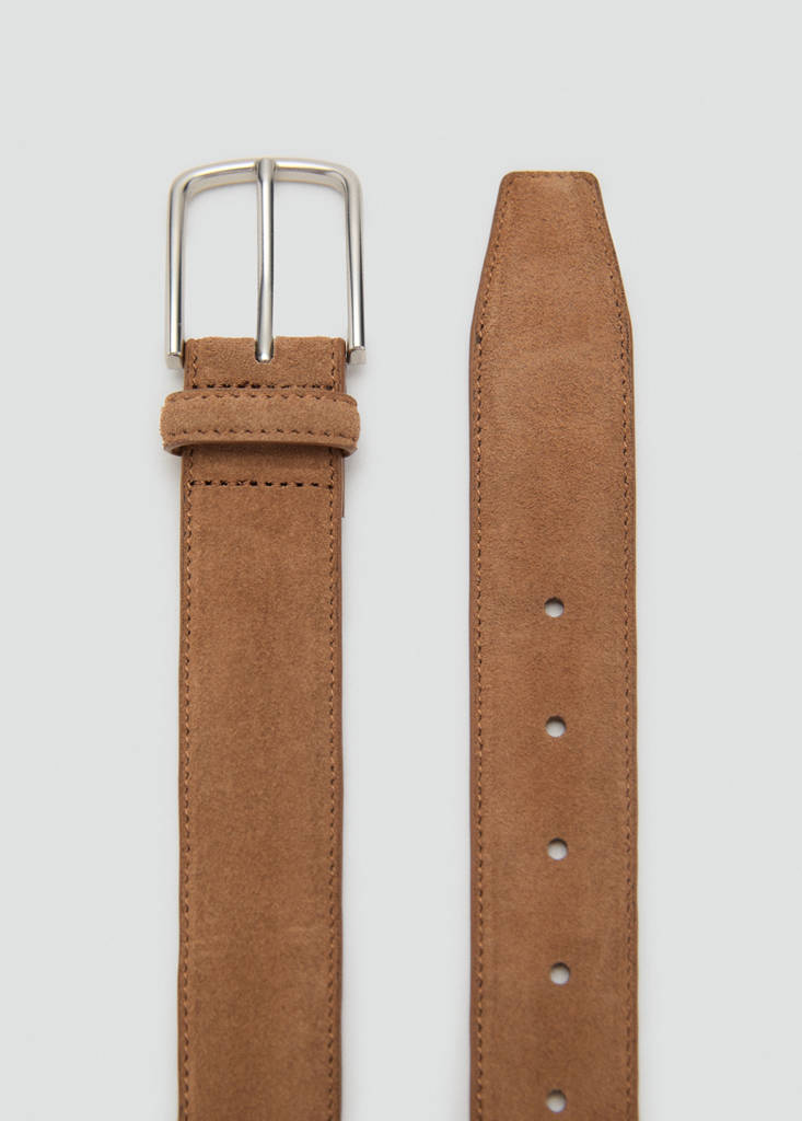 Suede leather belt — Medium Brown
