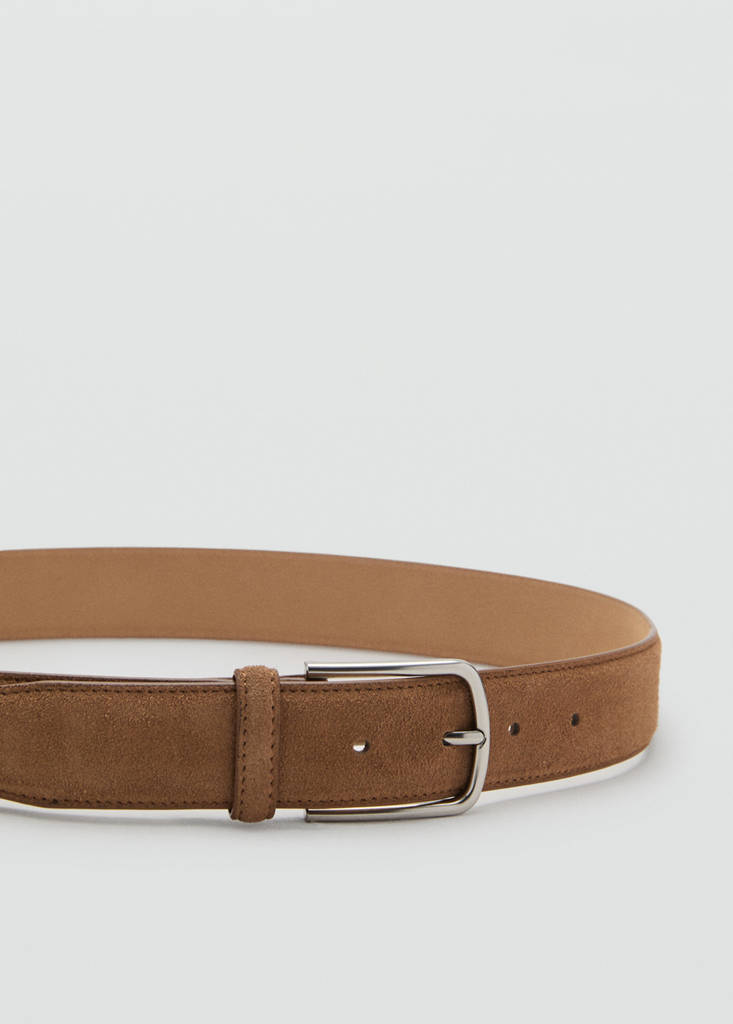 Suede leather belt — Medium Brown