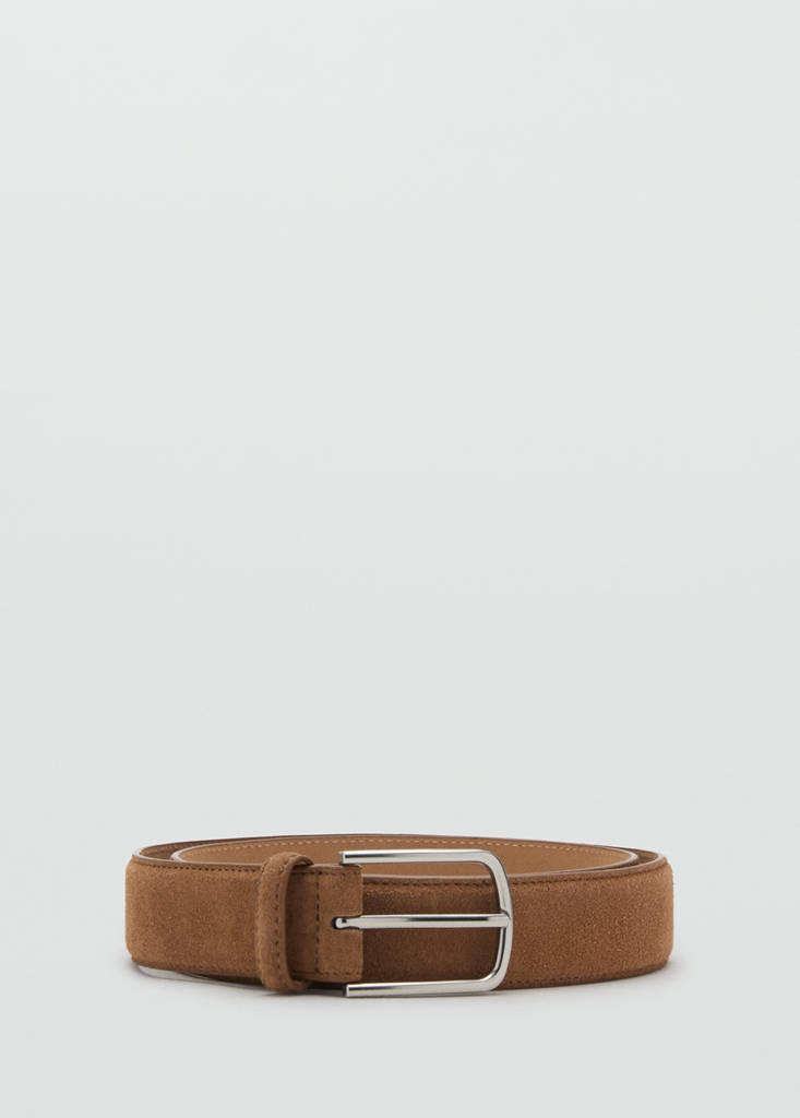 Suede leather belt — Medium Brown