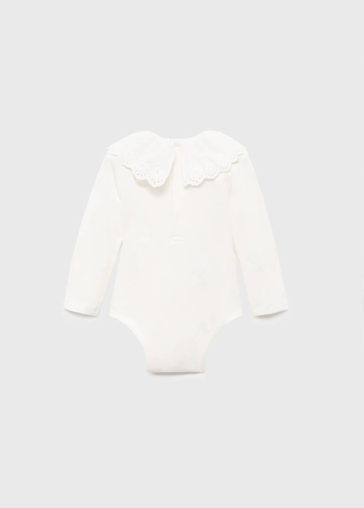 Cotton bodysuit with babydoll neckline
