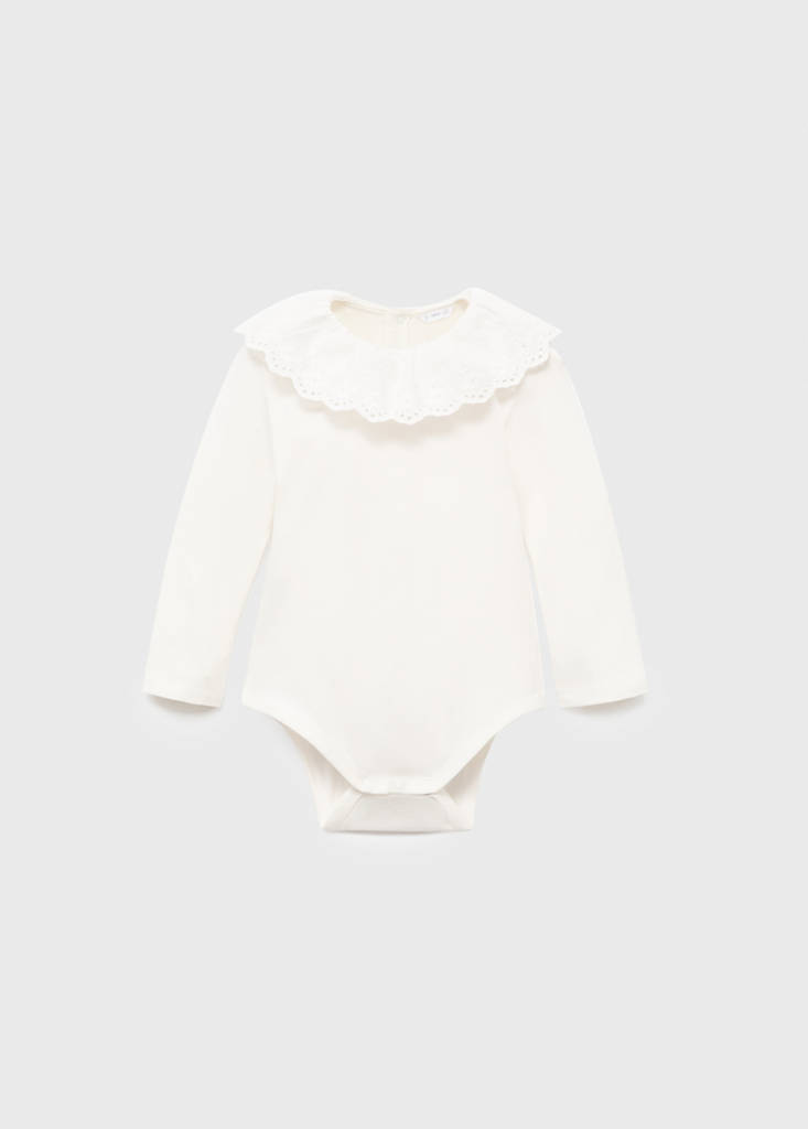 Cotton bodysuit with babydoll neckline - thumbnail 2