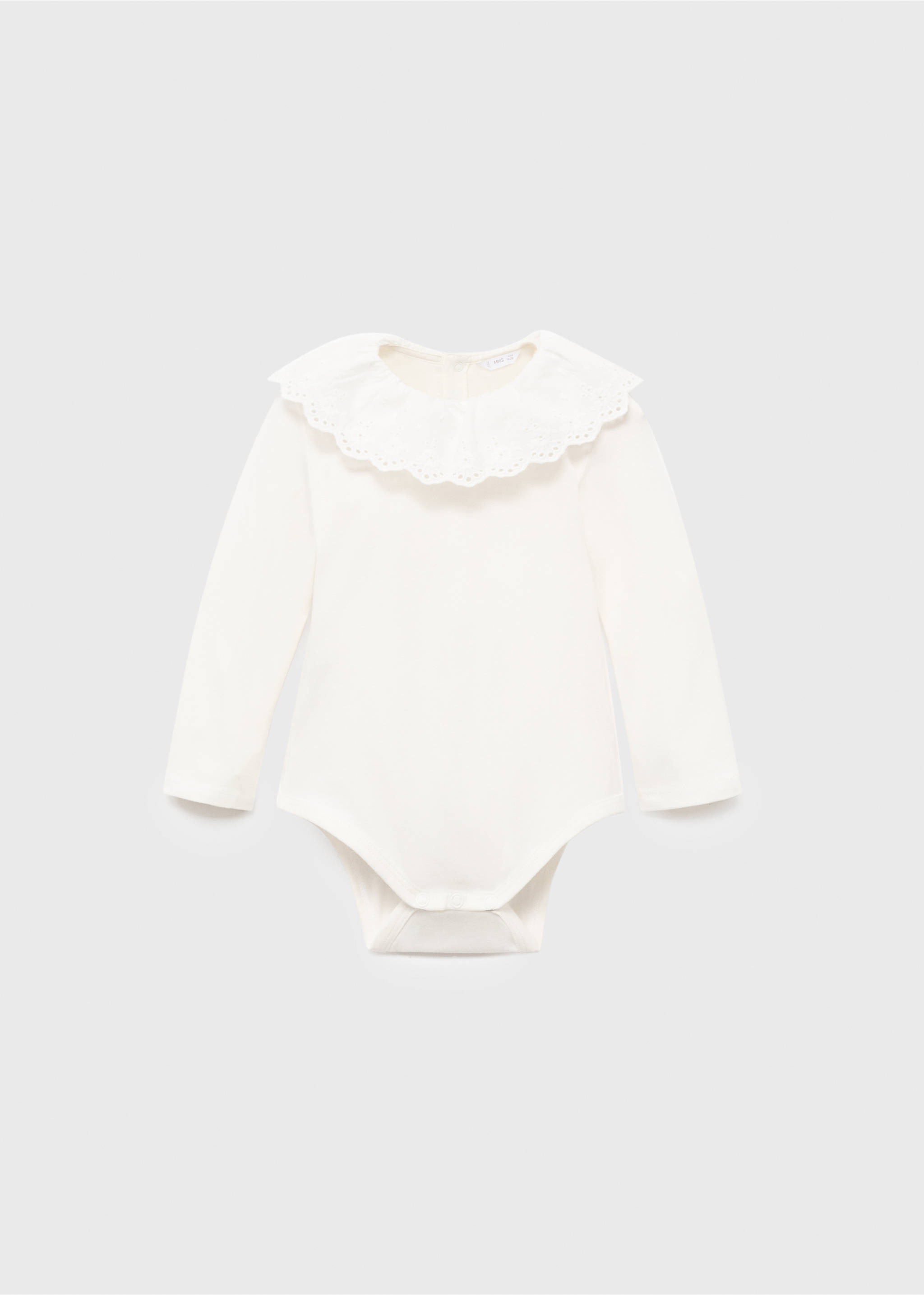 Боди из хлопка с воротником babydoll - Изделие без модели, Грязно-белый. Ref: 17001258-00.