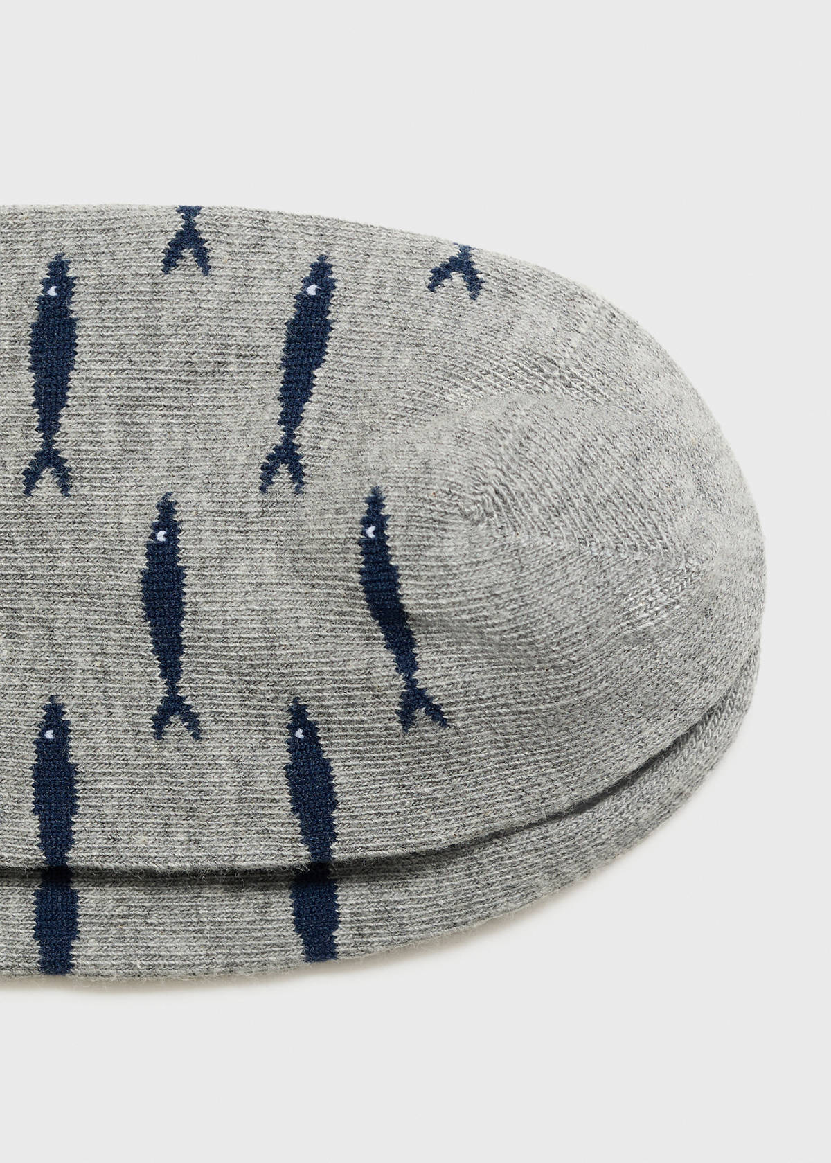 Fish-print cotton socks — Grey