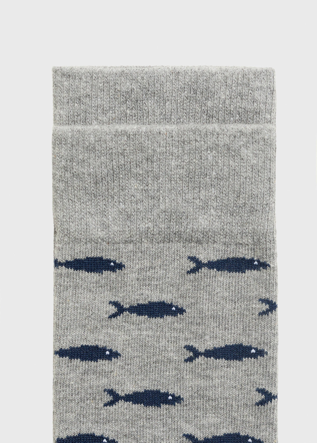 Fish-print cotton socks — Grey