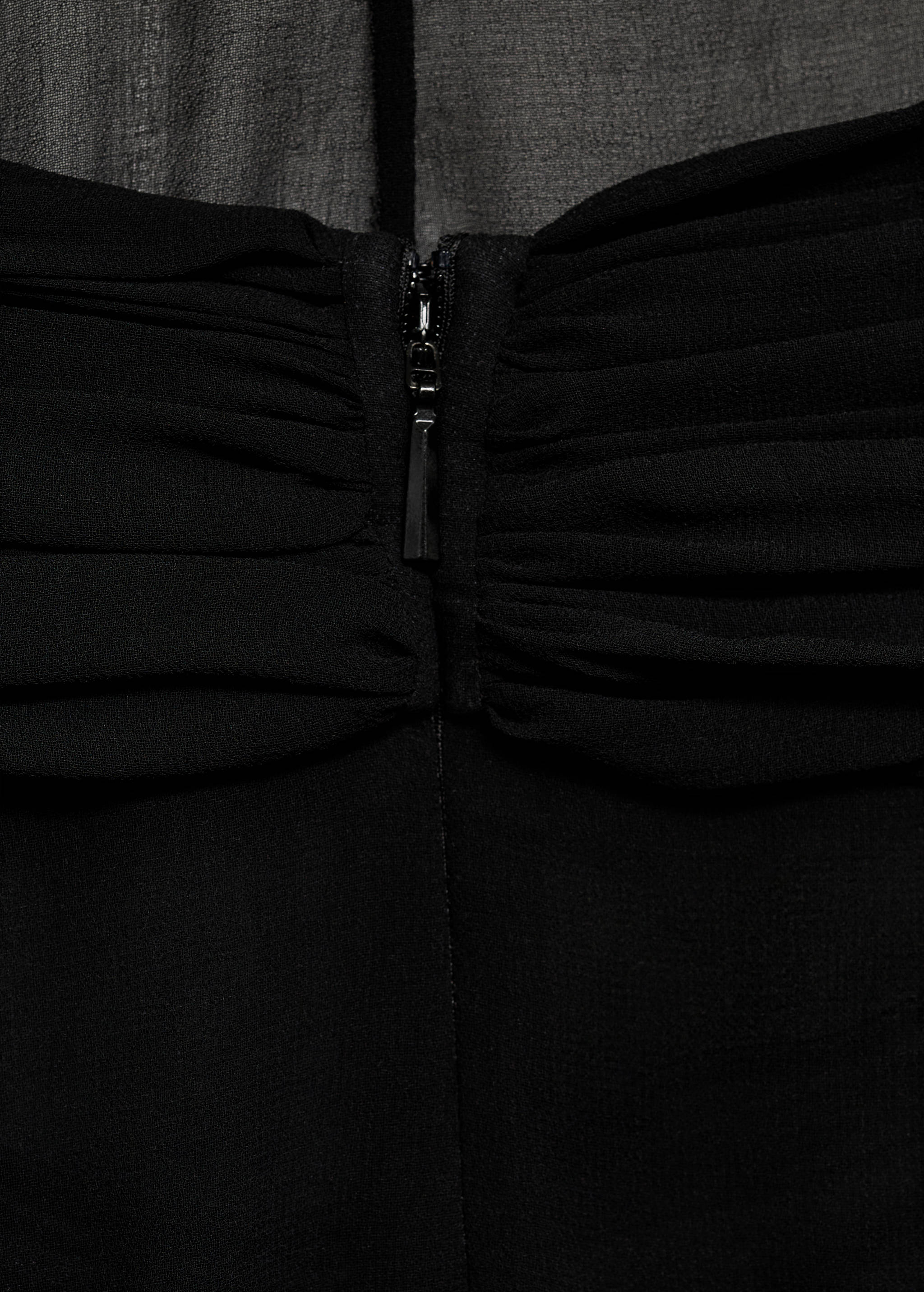 Long semi-transparent dress with crossed neckline - Details of the article 0