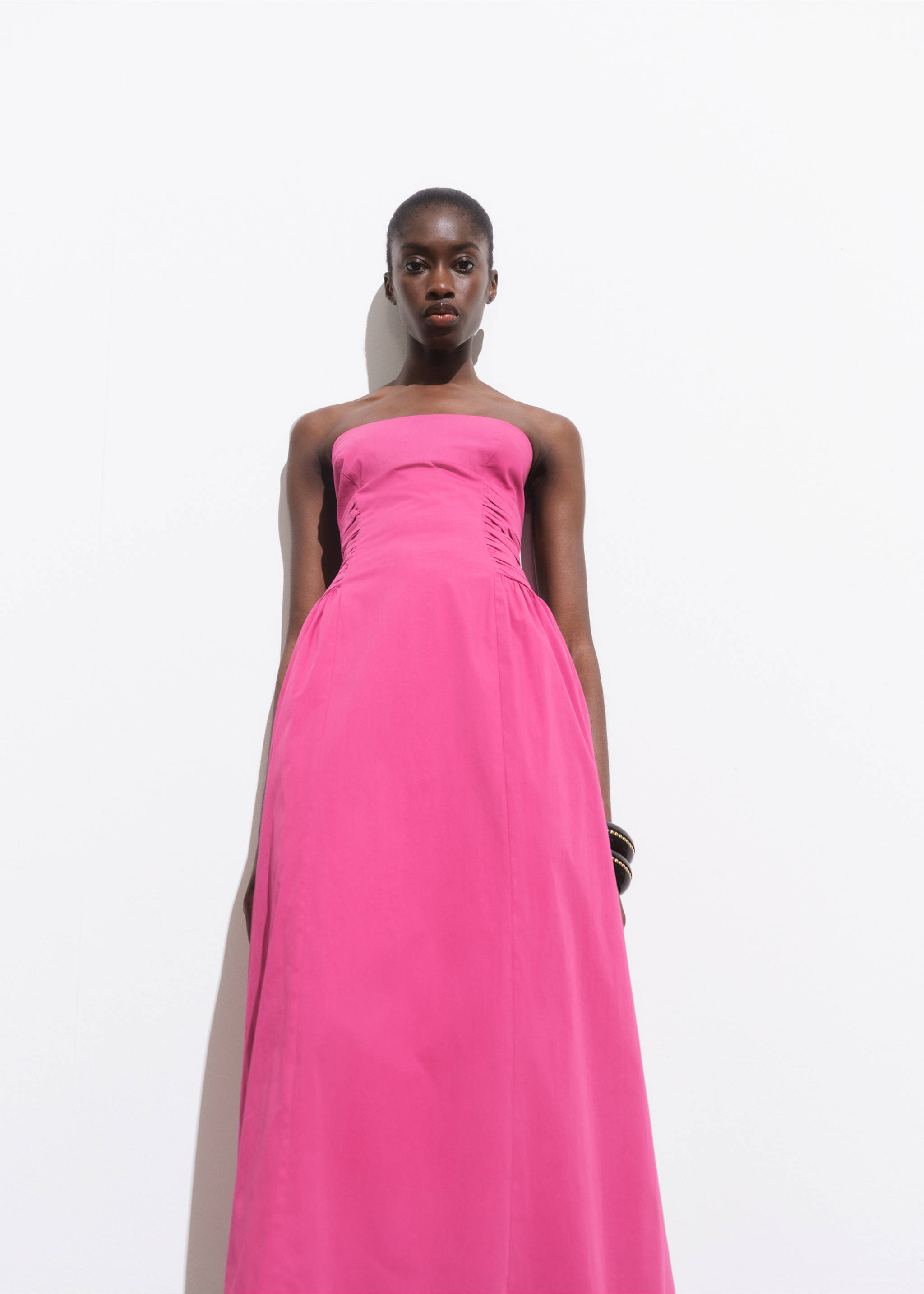 Strapless midi-dress - Medium plane, Fuchsia. Ref: 17001275-00.
