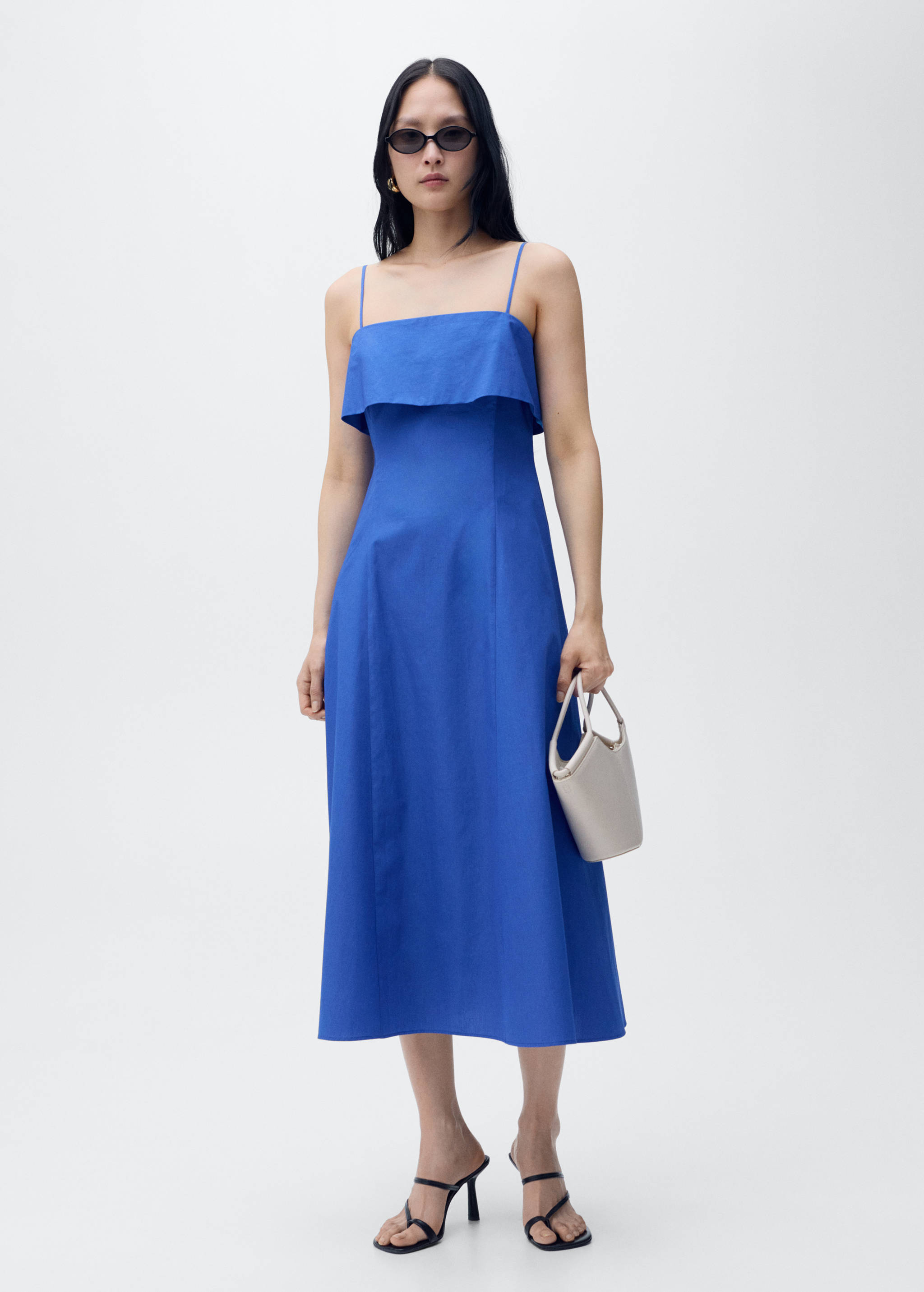 Φόρεμα από βαμβάκι σε γραμμή A-line. - Γενικό πλάνο