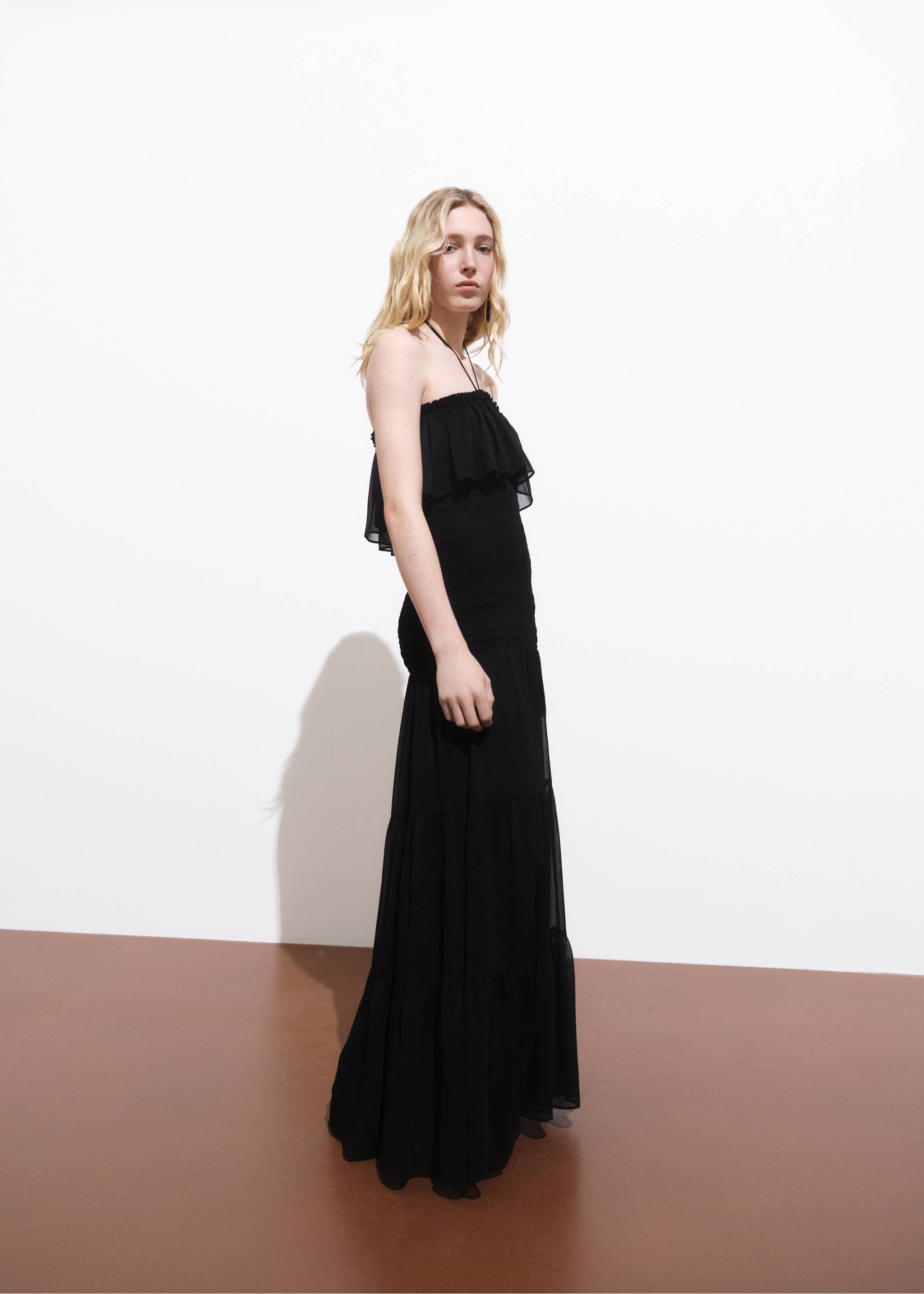 Ruffled maxi dress - General plane, Black. Ref: 17001279-00.