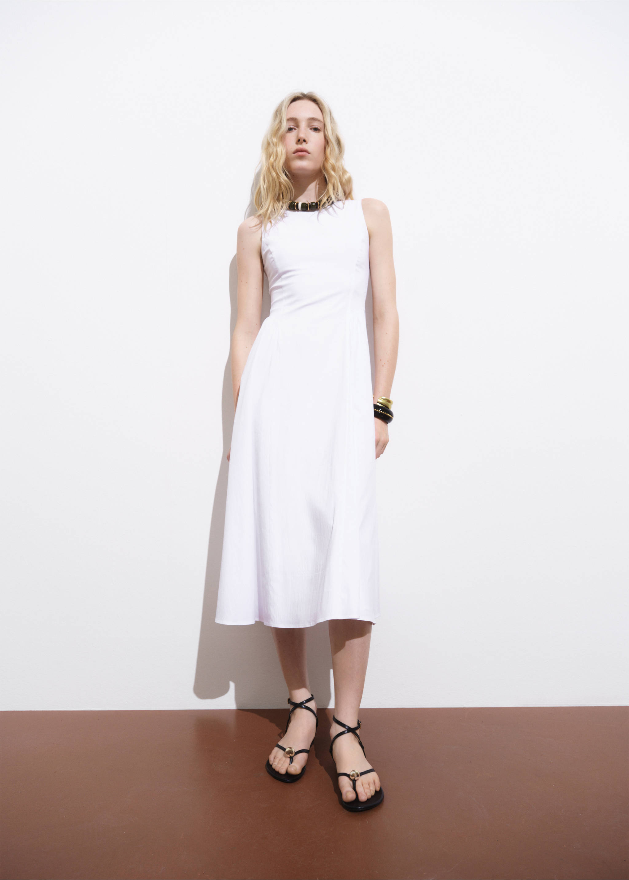 Flared midi-dress - General plane, White. Ref: 17001283-00.