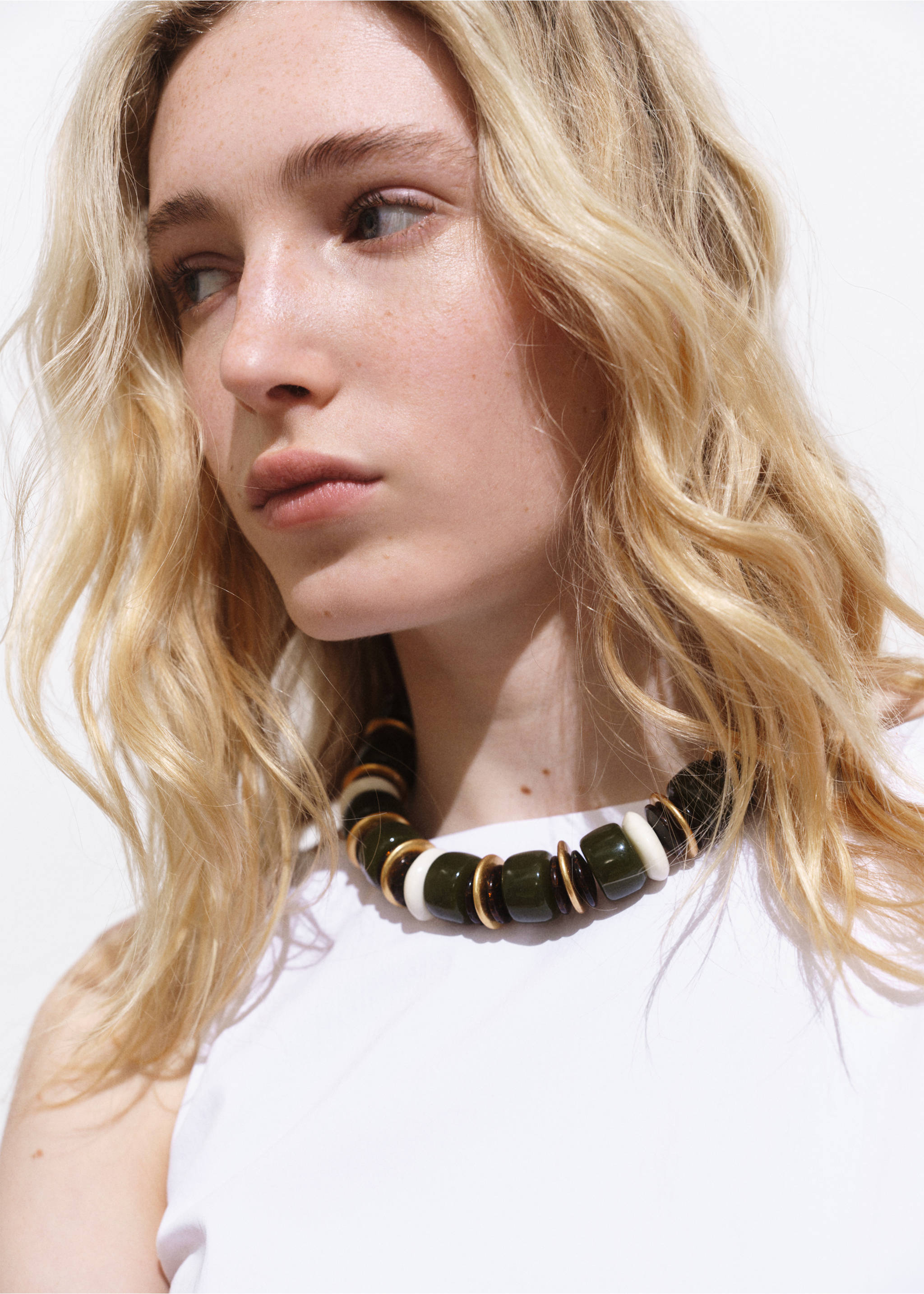 Flared midi-dress - Details of the article 1, White. Ref: 17001283-00.