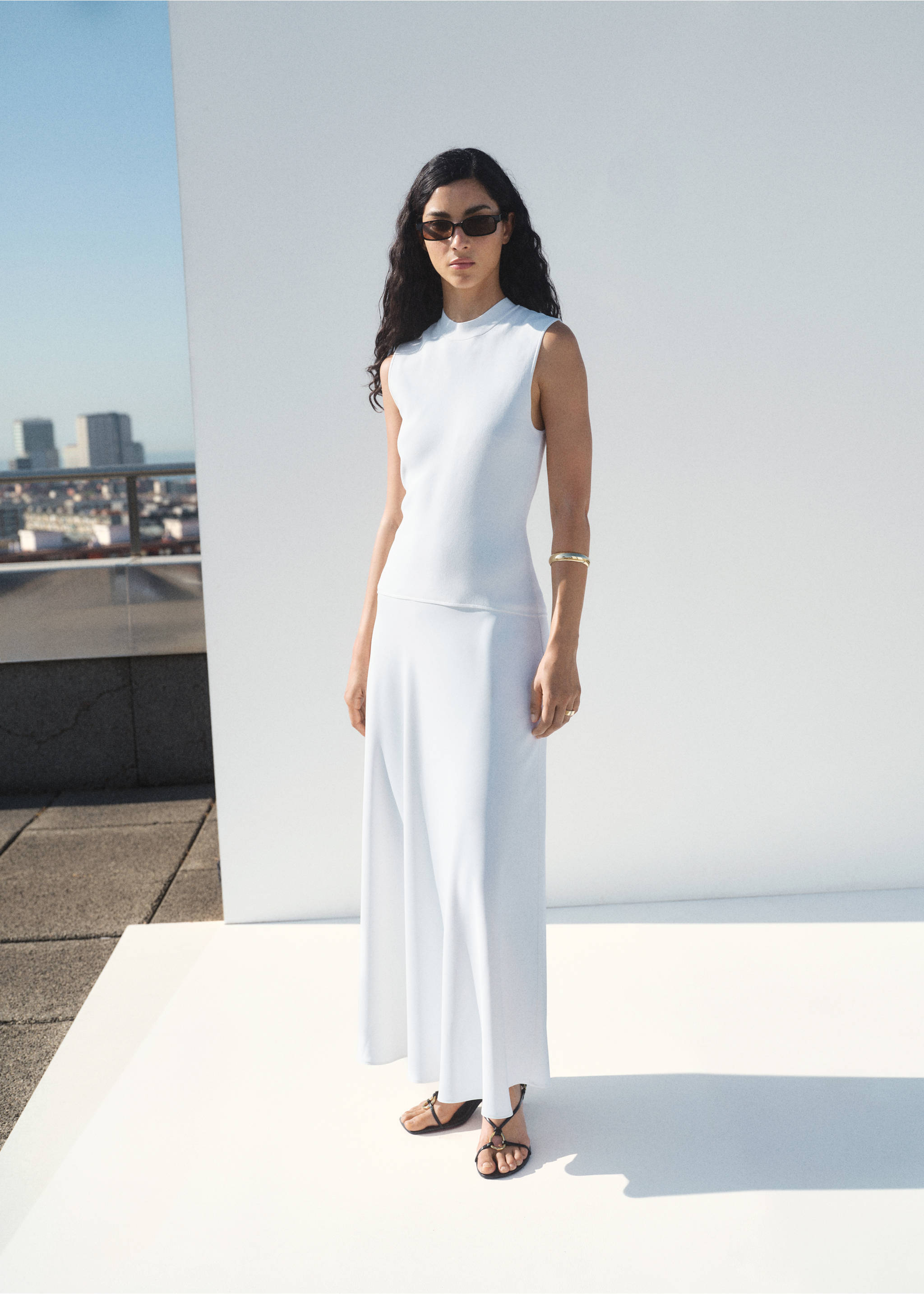 Combined long dress - General plane, White. Ref: 17001285-00.
