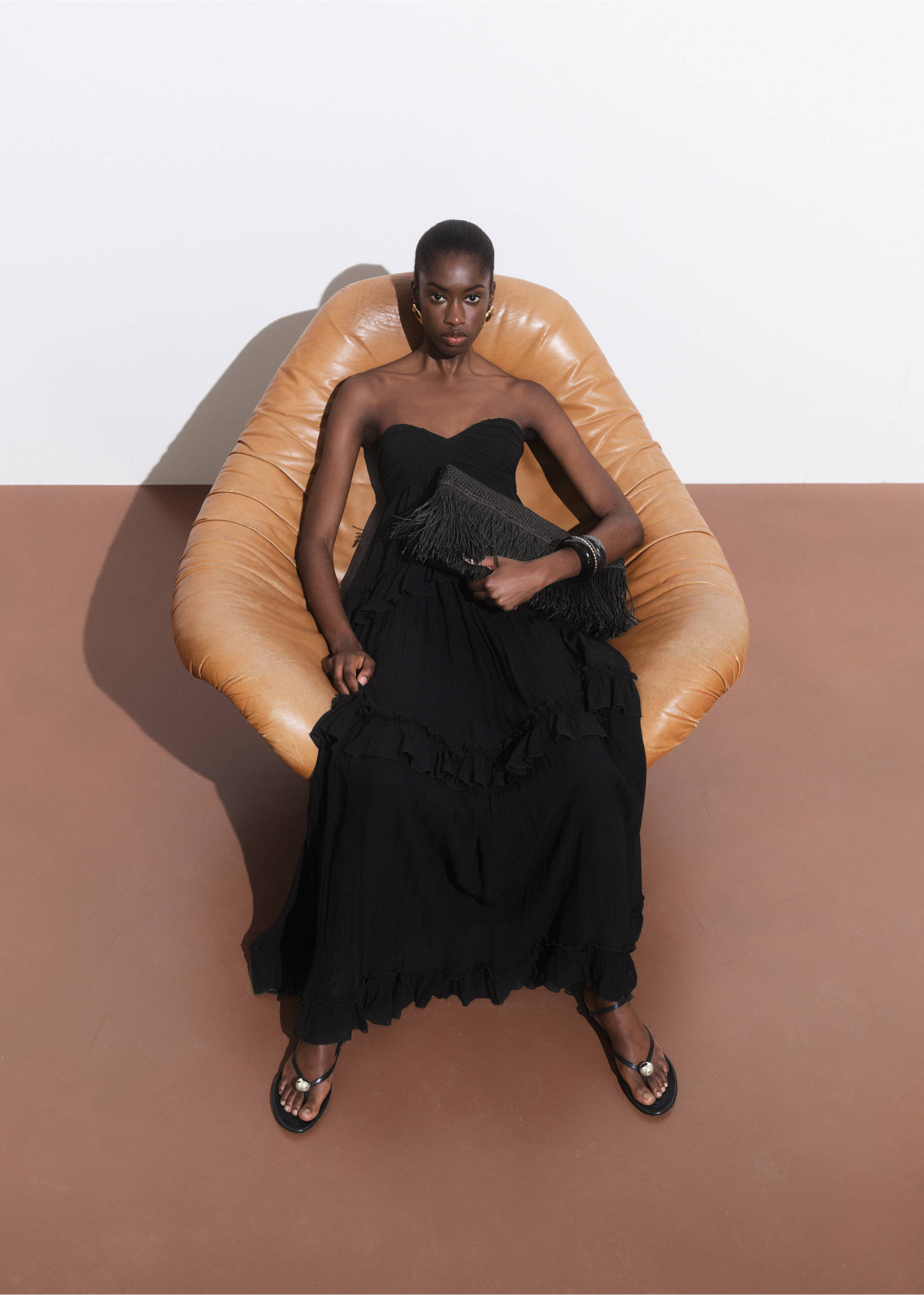 Strapless maxi-dress - Details of the article 2, Black. Ref: 17001286-00.