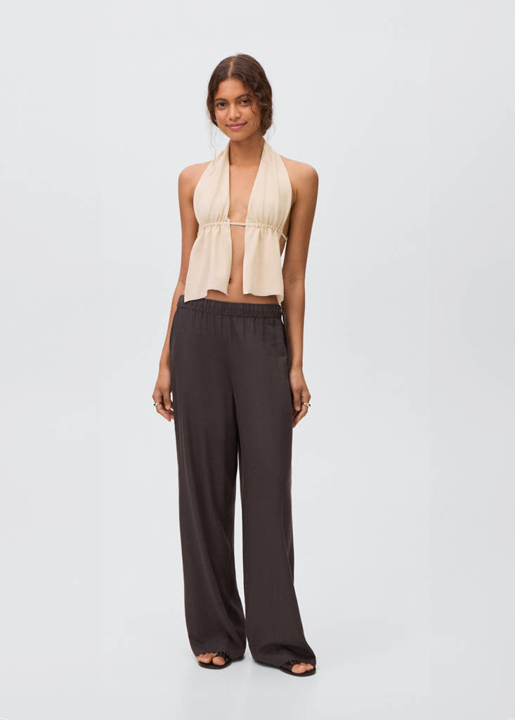 Lurex-knit halter top — Gold