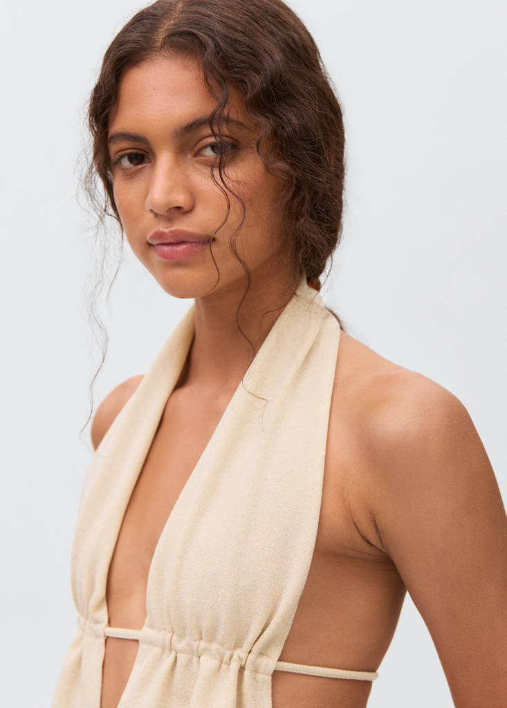 Lurex-knit halter top — Gold