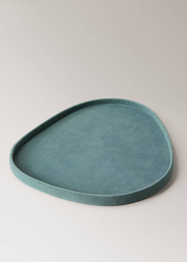 Large leather tray — Grey