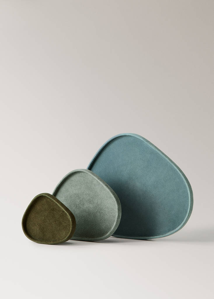 Large leather tray — Grey